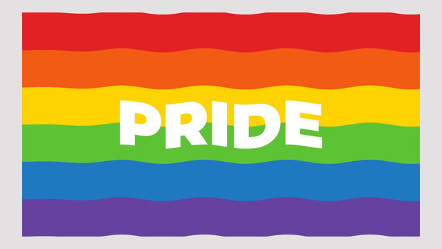 Rainbow Flag Waving Text Logo Overlay