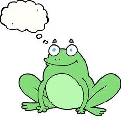 freehand drawn thought bubble cartoon happy frog