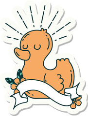 sticker of a tattoo style rubber duck