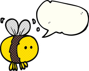 freehand drawn comic book speech bubble cartoon bee