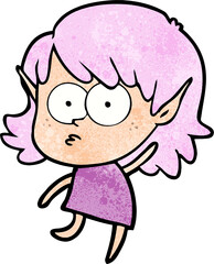 cartoon elf girl staring