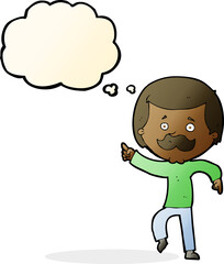 cartoon dancing dad with thought bubble