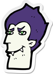 sticker of a cartoon vampire face