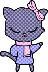 cute cartoon cat with bow