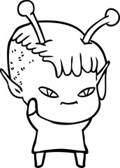 cute cartoon alien girl