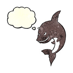 funny cartoon shark with thought bubble