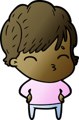 cartoon woman thinking