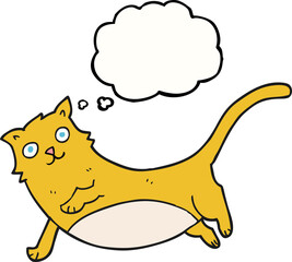 freehand drawn thought bubble cartoon cat