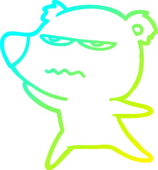 cold gradient line drawing of a angry bear cartoon