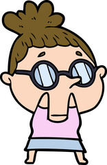 cartoon woman wearing glasses