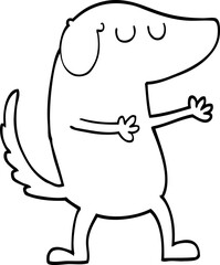 black and white cartoon happy dog