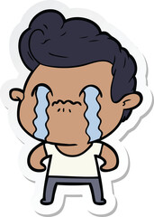 Fototapeta premium sticker of a cartoon man crying