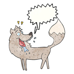freehand speech bubble textured cartoon wolf