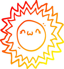warm gradient line drawing of a cartoon sun