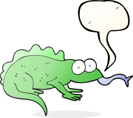 freehand drawn speech bubble cartoon lizard