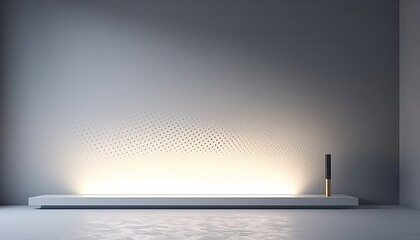 Light gray wall with a podium and beautiful lighting. Background for product presentation