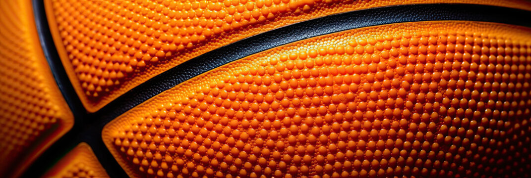 close-up of a basketball ball texture, perfect for sports banners and graphics, vivid orange color, AI