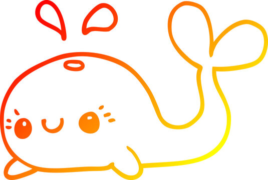 recommend clip art: warm gradient line drawing of a cute cartoon whale