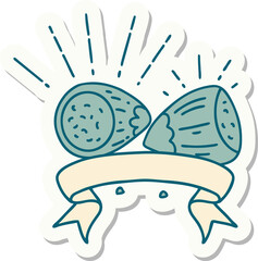 sticker of a tattoo style hazelnuts