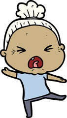 cartoon angry old woman