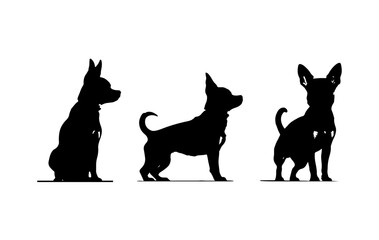 A set of chihuahua dog Silhouette vector