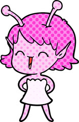 cartoon alien girl laughing