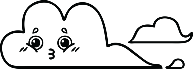 line drawing cartoon of a clouds