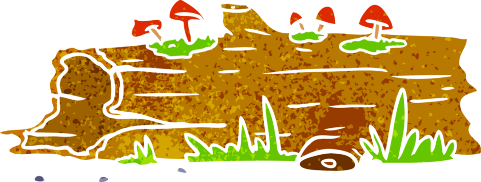 hand drawn retro cartoon doodle of a tree log