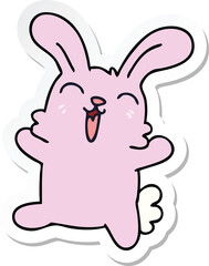 sticker of a quirky hand drawn cartoon rabbit
