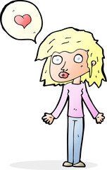 cartoon woman in love