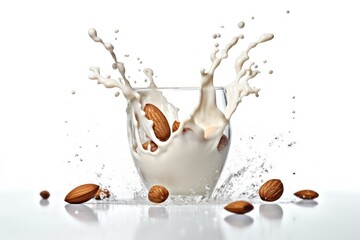 stock photo of glass almond milk to milk with splash Food Photography