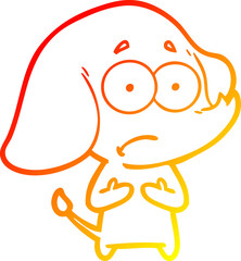 warm gradient line drawing of a cartoon unsure elephant