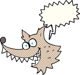 freehand drawn comic book speech bubble cartoon crazy wolf