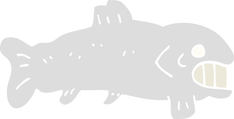 flat color illustration cartoon large fish