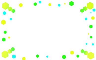 緑と黄色の光りの粒のフレームのイラスト