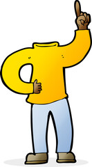 cartoon headless body with raised hand