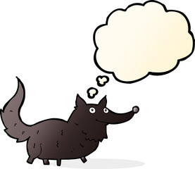 cartoon little dog with thought bubble