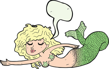 cartoon mermaid with speech bubble