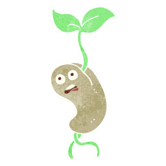 freehand drawn retro cartoon sprouting seed