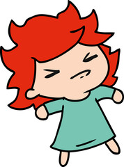 cartoon illustration of a cute kawaii girl