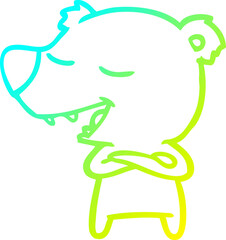 cold gradient line drawing of a cartoon polar bear