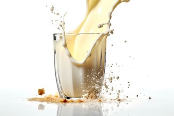 stock photo of glass of milk banana with milk splash Food Photography
