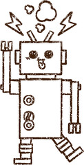 Dancing Robot Charcoal Drawing