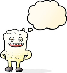 cartoon tooth looking smug with thought bubble