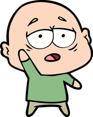 cartoon tired bald man