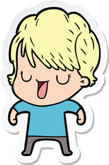 sticker of a cartoon woman talking