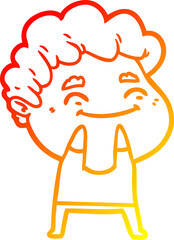 warm gradient line drawing of a cartoon friendly man