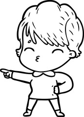cartoon woman thinking