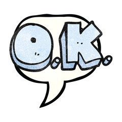 freehand speech bubble textured cartoon word OK
