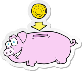 sticker of a cartoon piggy bank